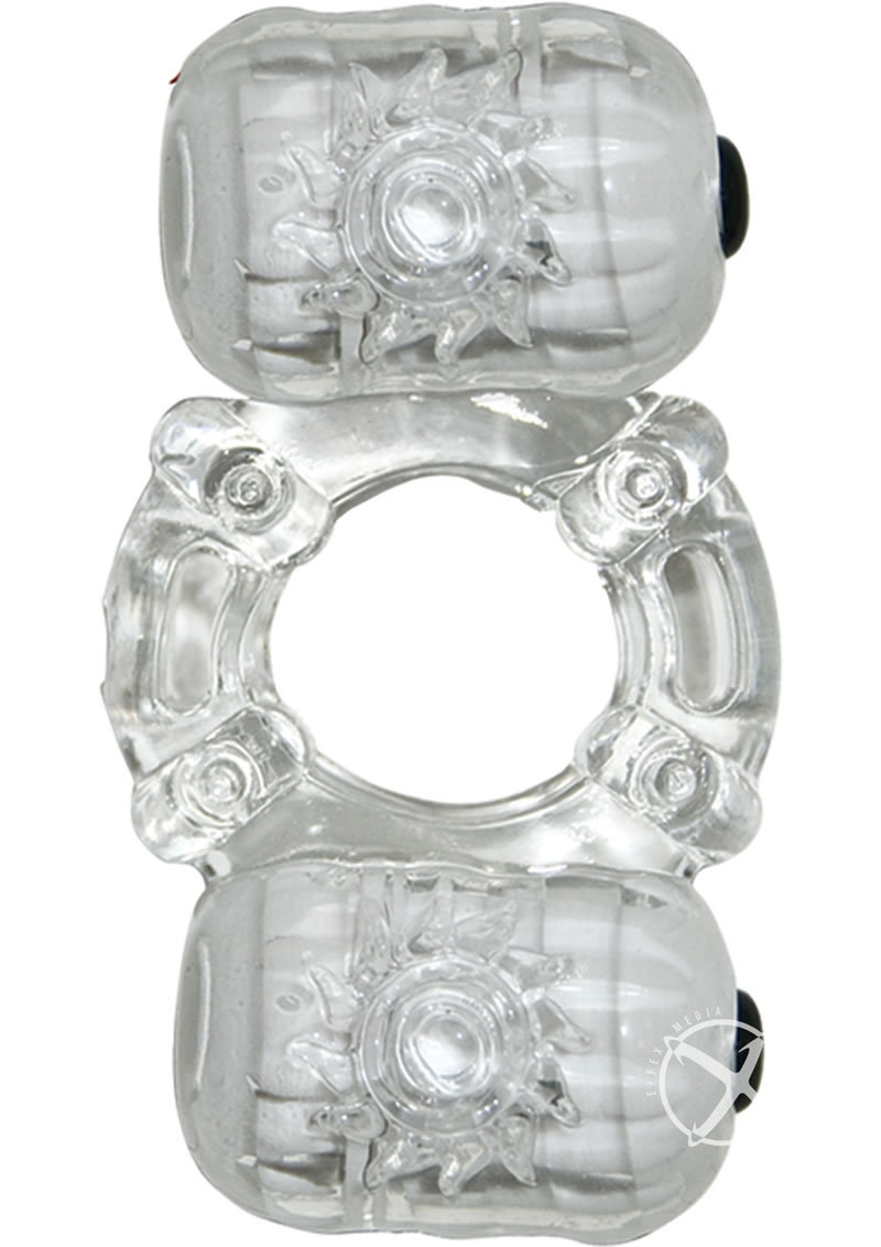 The Macho Crystal Collection Partners Pleasure Vibrating Cock Ring - Clear